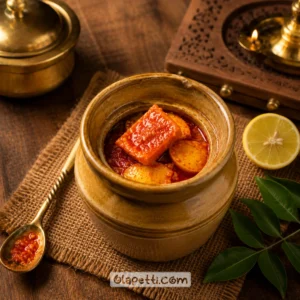 Olapetti homemade lemon pickle prepared with traditional spices