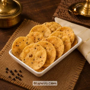 Olapetti pepper thattai crispy rice flour snack with black pepper
