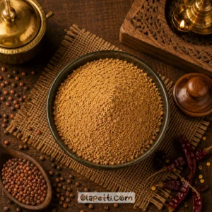 Olapetti Horse Gram Powder (Kollu Rasam Podi) made in a traditional South Indian style