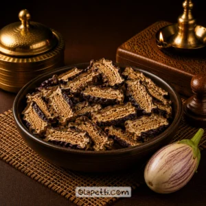 Olapetti Kathirikai Vathal made in a traditional South Indian style