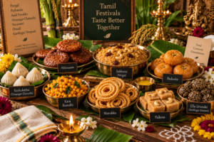 Traditional Tamil festival sweets and food for Pongal Diwali and other celebrations